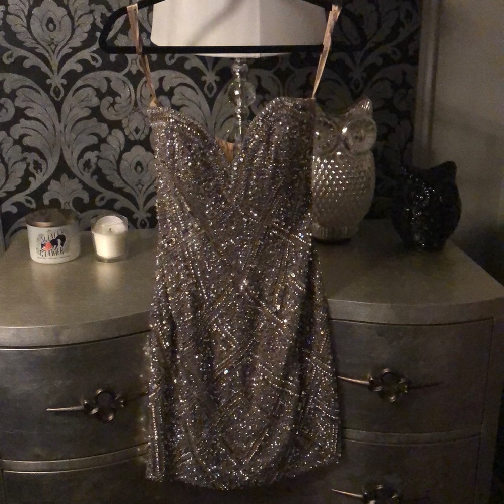 SCALA sequin strapless dress